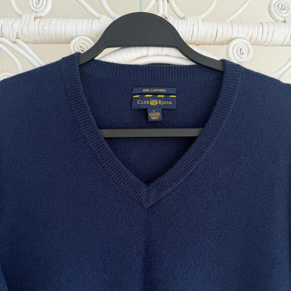 Club Room Cashmere Sweater Large Navy Minimalist Quiet Luxury Pullover - Picture 8 of 9